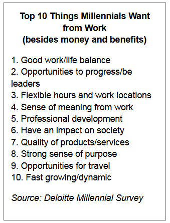 Top 1- things millennials want from work